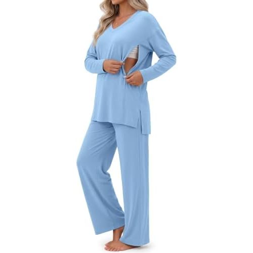 Locoowai 2 Piece Maternity Nursing Pajama Set