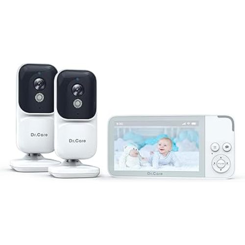 Dr. Care NeoView Video Baby Monitor with 2 Cameras -3.5” Screen, 2-Way Audio, Video Loop Recording, Night Vision, Real-Time/VOX Monitoring, Temp Sensor, Lullabies, No Wi-Fi (Supports Up to 128GB)