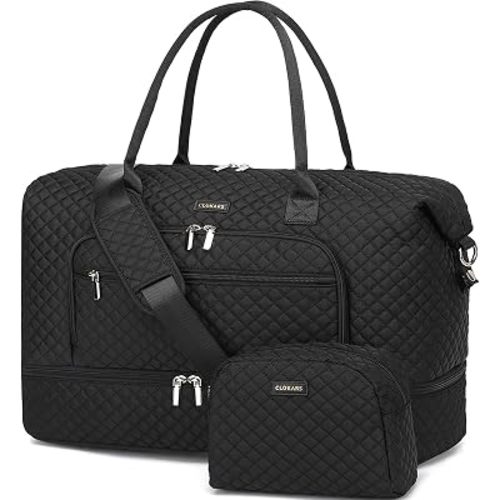 Large Travel Duffle Bags for Women: Weekender Bag with Shoe Compartment
