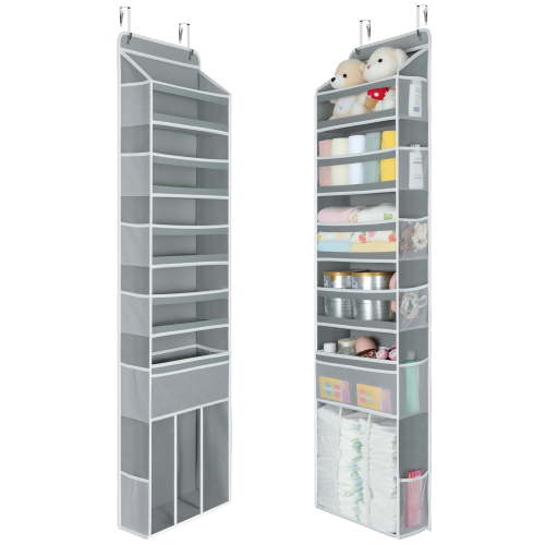 Delamu 1 PC Heavy Duty Over the Door Organizer 61x14x5.5, 6 Large Front & 12 Side Pockets, Hanging Storage Closet Door Organizer for Bedroom, Bathroom and Baby Nursery Storage