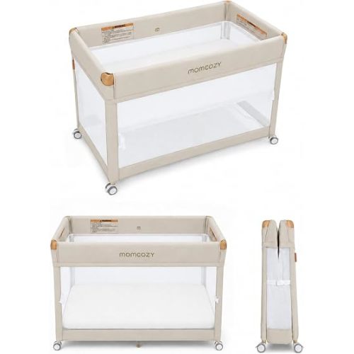 Momcozy 4-in-1 Baby Playard with Bassinet, Quick Fold Pack and Play