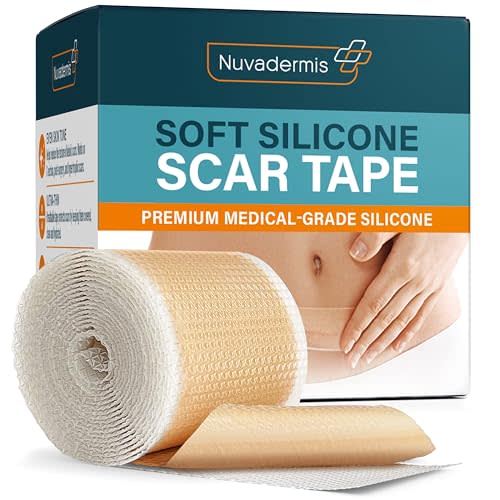 NUVADERMIS Silicone Scar Sheets for Surgical Scars - 120" x 1.5" Roll - Medical Grade Silicone Scar Tape and Face Tape for Wrinkles, Keloid Scars, and Hypertrophic Scars - Reusable - 1 Pack