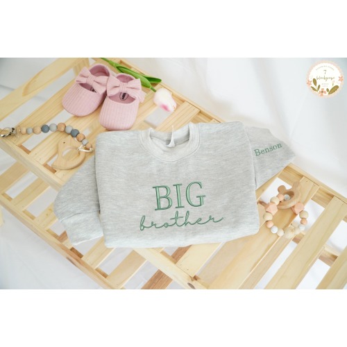 Embroidered Big Brother Toddler Sweater, Baby Announcement Crewneck, Custom Kids Name Sweatshirt, Custom Embroidery Toddler, New Baby Gift