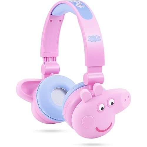 Peppa Pig - Kids Bluetooth Headphones, Wireless & Wired Over-Ear Headphones with Safe Volume, Adjustable Headband, Rechargeable Battery & Stereo Sound – Perfect for School, Home, & Travel