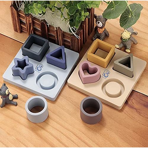 Baby Step Silicone Shape Sorter Puzzle for Toddlers 6-24 Months - Montessori Educational Toy - Enhances Color Recognition & Fine Motor Skills - Blue