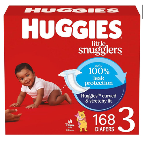 Huggies Size 3 Diapers, Little Snugglers Baby Diapers, Size 3 (16-28 lbs), 168 Count (6 Packs of 28), Packaging May Vary