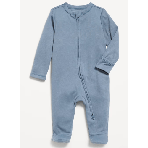 Ribbed 2-Way-Zip Sleep & Play Footed One-Piece for Baby
