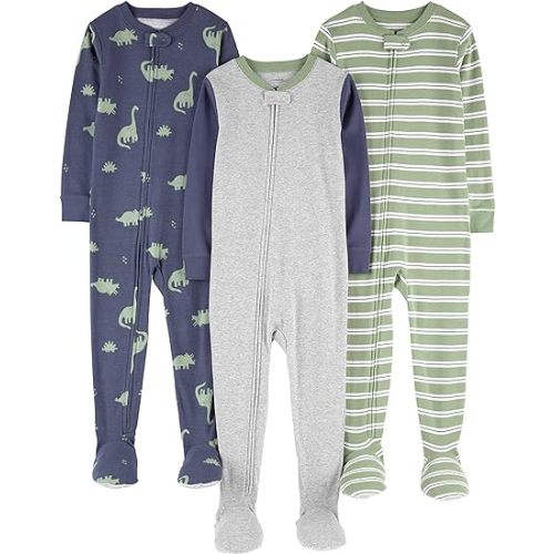 Simple Joys by Carter's baby-boys 3-pack Snug Fit Footed Cotton Pajamas