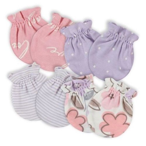 Gerber® Size 0-3M 4-Pack Bunny No-Scratch Mittens in Purple - PURPLE - 0-3 MONTHS