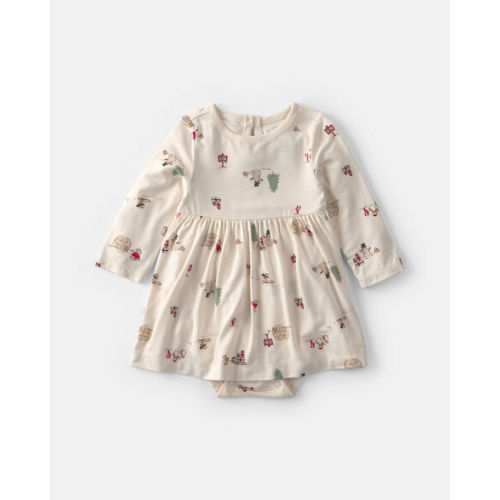 Baby Girl North Pole PurelySoft™ Long-Sleeve Bodysuit Dress - Cream