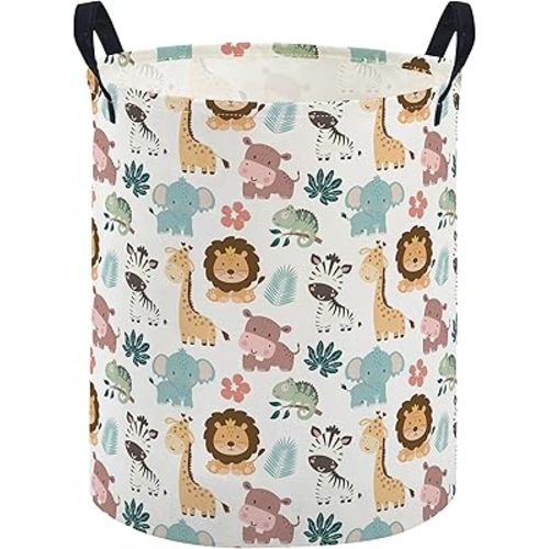 ESSME Kids Laundry Basket,Aniaml Hamper Collapsible Canvas Waterproof Storage Bin for Boys, Cute Hamper,Gift Baskets(Cute animal)