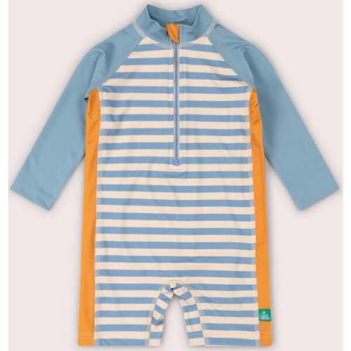 Hazy Blue Striped UPF 50 Recycled Sunsafe Sunsuit, Blue