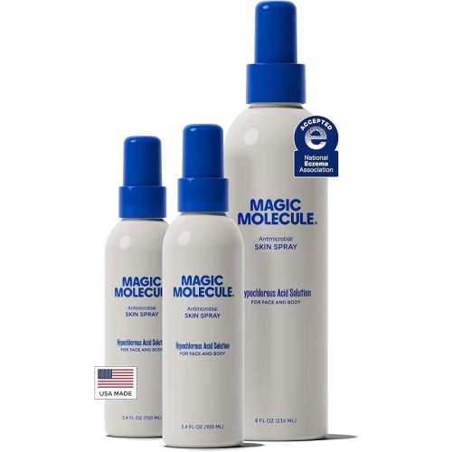 Magic Molecule Hypochlorous Acid Spray – Soothing Facial Mist for Redness & Irritated Skin – Cleansing & Purifying – Everything Home & Travel Bundle (1x 8oz + 2x 3.4oz)