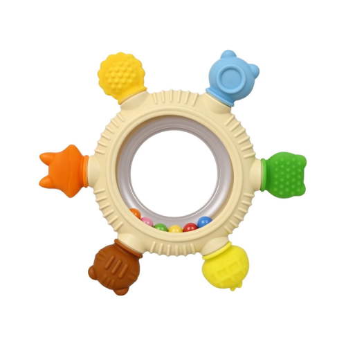 Baby Animal Rattles Teethering Rings Silicone Teethers for 0-36 Months BPA Free Chew Toys Six-Finger Bracelet Teether Neutral Newborn Gift