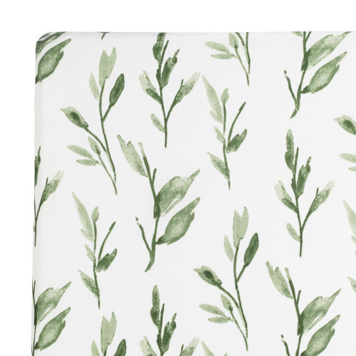 Crane Baby Leafy Floral 100% Cotton Crib Sheet, Soft and Durable, Crane Baby & Reviews | Birch Lane