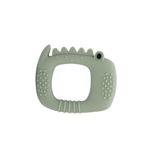 Loulou Lollipop Wild Silicone Teether for Babies 4 Months and Up, Textured Teething Ring for Sore Gums, BPA-Free Food-Grade Silicone, Easy-Grip Open Shape, Dishwasher & Freezer Safe, Alligator