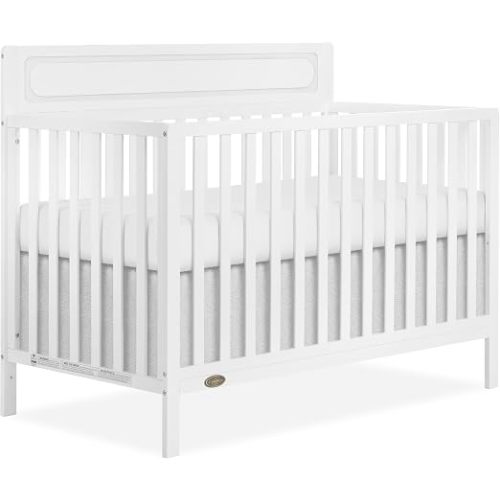 Dream On Me Avery 5-in-1 Convertible Full-Size Baby Crib in White, Converts to Toddler Bed, Daybed & Full-Size Bed, 3 Adjustable Mattress Heights, Greenguard Gold & BSA Certified