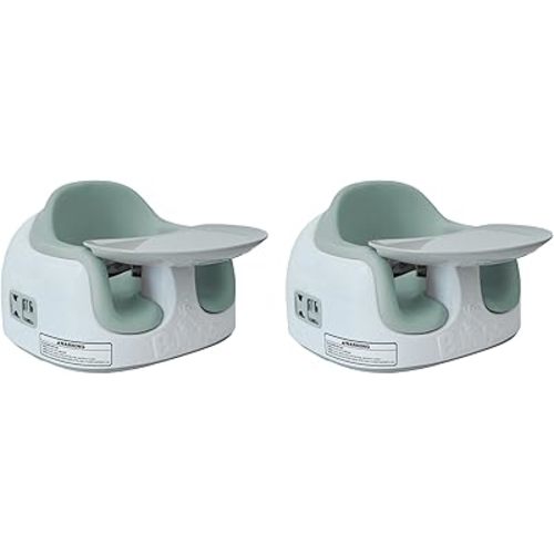 Bumbo 2 Pack 3-in-1 Multi-Seat for 6 to 36 Months, Travel Baby Feeding & Play Floor Seat, Portable Booster with Tray & Toddler High Chair, Agave