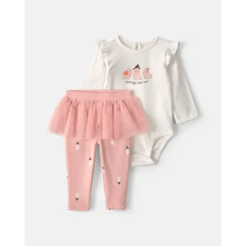 Baby Girl 2-Piece 'Mommy's Little Boo' Halloween Long-Sleeve Bodysuit & Pant Set - Cream/Pink | Carter's