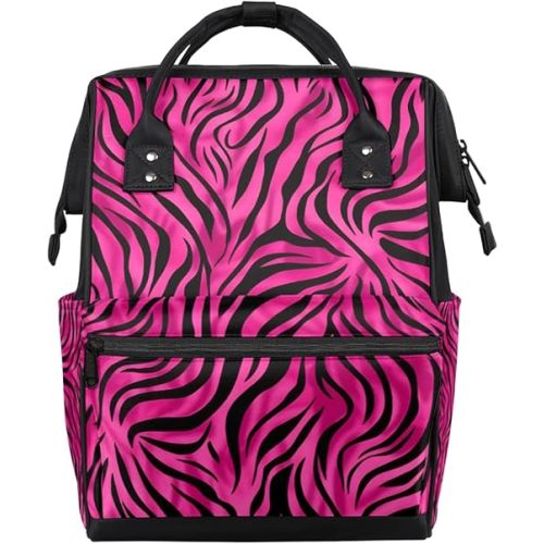 Zebra Print Diaper Bag Backpack, Large Compartment, Waterproof