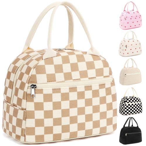 Lunch Bag for Women & Men Cute Corduroy Insulated Lunch Tote Bag Reusable Lunch Box Leakproof Cooler Tote with Large Capacity for Work Picnic and Travel