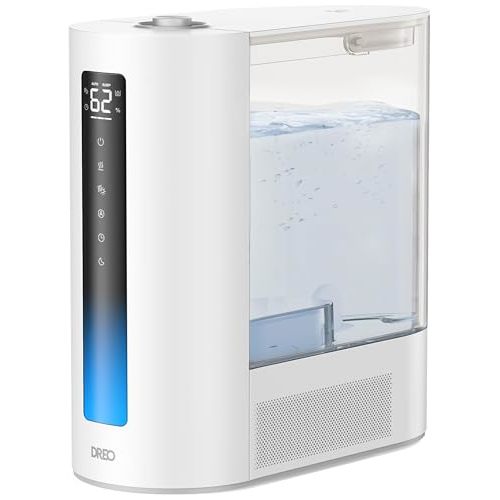 Dreo 6L Humidifier Large Room, Warm & Cool Mist Humidifiers for Bedroom, 60H Runtime, 12H Timer, Top Fill, Humidity Indicator Light, Baby, Plants, Easy Clean, HM713