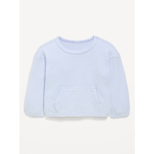 Long-Sleeve Waffle-Knit Pocket Sweatshirt for Baby