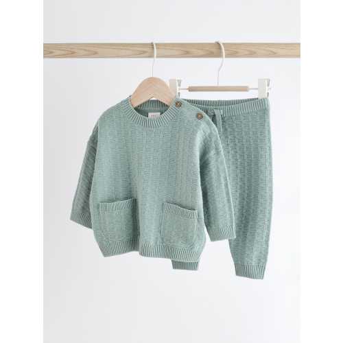 Mineral Baby Textured Knitted 100% Cotton Jumper and Leggings Set (0mths-3yrs)