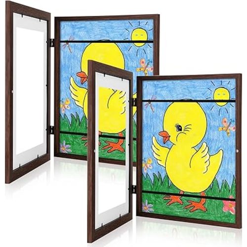 [2 Pack] Kids Art Frames, 10x12.5 Front Opening Kids Artwork Frames Changeable, Displays 8.5x11 With Mat and 10x12.5 Without Mat, Holds 50 Pcs, for 3D Picture, Crafts, Hanging Art, Portfolio Storage
