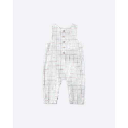 Button Jumpsuit Light Blue Plaid