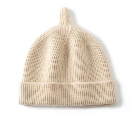 Baby Ribbed Cashmere Beanie With Top Knot Cashmere Hats For Kids
