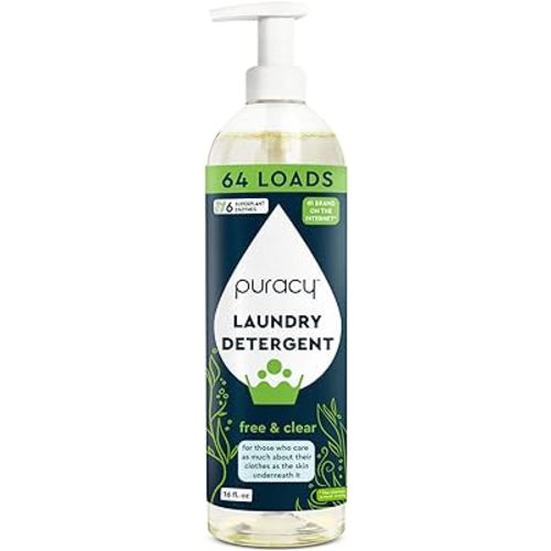Puracy Liquid Laundry Detergent - 16 Fl Oz - Free & Clear - Hypoallergenic - Plant-based - Gentle on Sensitive Skin - Stain Fighting Enzymes