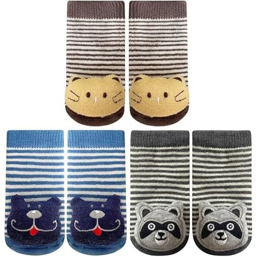PUPPET Baby Rattle Socks Boys Girls for 0-6 Months Plush Animal Set Cat Bear Raccoon Adorable Infant Boogie Toes Rattle Socks Series