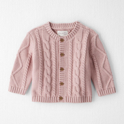 Perfect Pink Baby Girl Organic Cotton Cable Knit Cardigan | Carter’s Oshkosh Canada