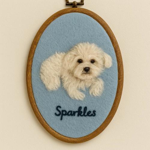 Custom Needle Felted Dog Portrait Embroidery Hoop: Personalized Pet Memorial  Gift,Handmade Wall Art