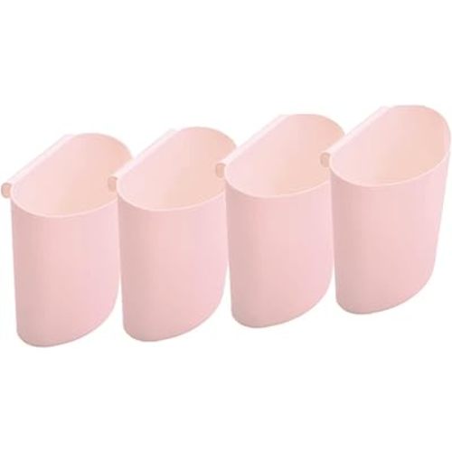 Rikyo 4Pcs Hanging Cup Holder,Rolling Cart Accessories,Plant Containers,Hanging Flower Pots,Space Saver,Storage Bucket,Pencil Holder,Make Up Pencil Holder Office,Kitchen Wall Organizer Decor (Pink)