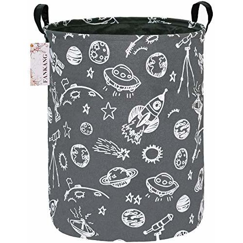 FANKANG Storage Basket, Nursery Hamper Canvas Laundry Basket Foldable with Waterproof PE Coating Large Storage Baskets for Kids Boys and Girls, Office, Bedroom, Clothes,Toys（Space Planet）