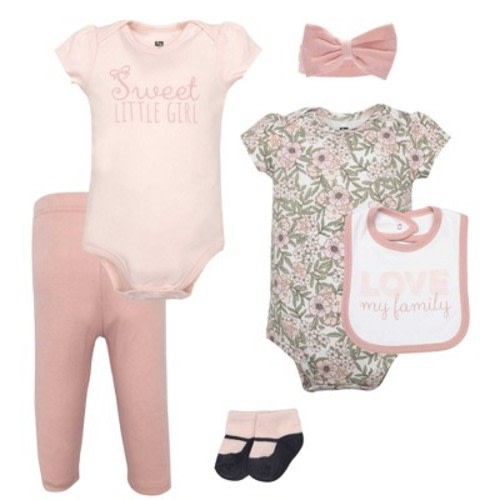 Hudson Baby Infant Girls Cotton Layette Set, Love My Family&nbsp;, 6-9 Months