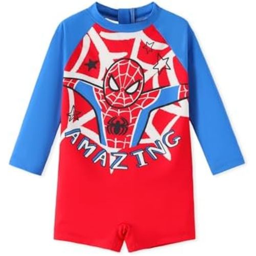 Disney Stitch Cars Spiderman Mickey Mouse Baby Boys Swimsuit Infant Toddler Boy Bathing Suit UPF 50+ Zipper Long Sleeves