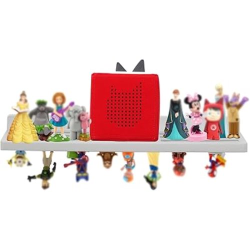 For Tonies Figures Shelf Magnetic,for Tonie Box Wall Shelves,for Tonies Characters Organizer Audio Toy Storage (Holds 36 Figurines),Compatible Charging Station for Children Kid's Room,Oak,Gray White