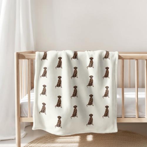 Watercolor Chocolate Labrador Minky Fleece Blanket, Chocolate Labrador Baby Blanket, Labrador Retriever Nursery Decor