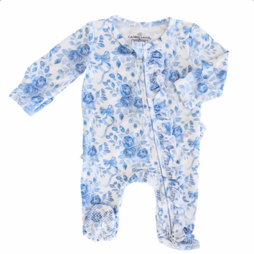Betsy's Blooms Ruffle Zipper Footie Caden Lane