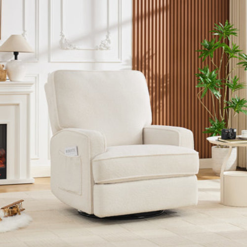 Isabelle & Max™ 32.6" Wide Oversized Upholstered Swivel Reclining Glider With Storage Pocket | Wayfair