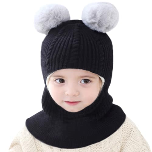 Baby Winter Hat, Toddler Winter Hat, Fleece Lined Girls Boys Infant Winter Hat, Kids Winter Hat Scarf Earflap Hood Skull Caps