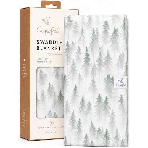 Copper Pearl Swaddle Blankets for Newborns | Soft Stretchy Receiving Blankets for Boys and Girls | Large 46 x 46 Inch Baby Blankets | Lightweight and Breathable Swaddles | Evergreen