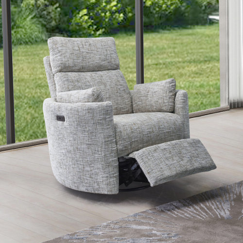 Ebern Designs Upholstered Power Rock Swivel Recliner Chair | Wayfair