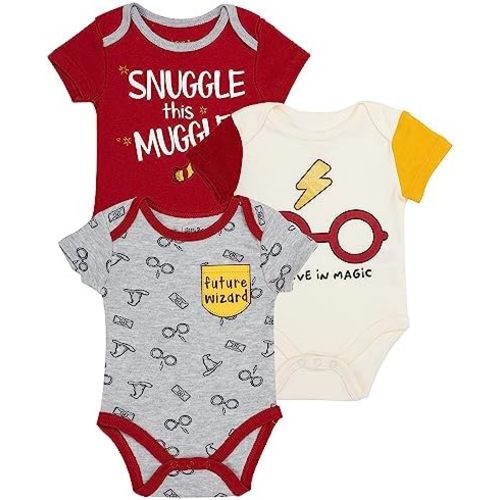 Harry Potter Baby Boys’ Short Sleeve Bodysuit Multipack Gift For Baby Girl or Boy Baby Clothes