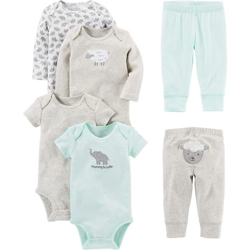 Simple Joys by Carter's Unisex Babies' 6-Piece Bodysuits (Short and Long Sleeve) and Pants Set