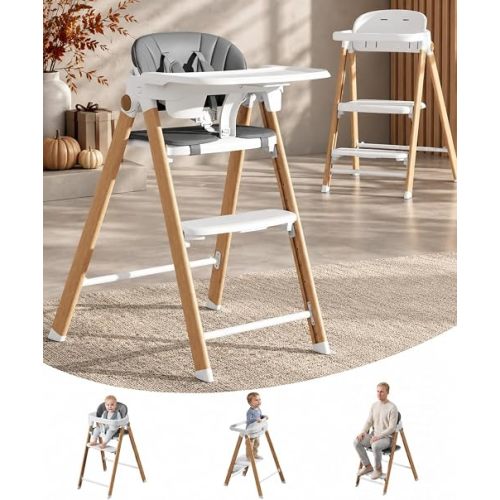 Convertible Baby High Chair & Kids Step Stool, Foldable Toddler Highchairs