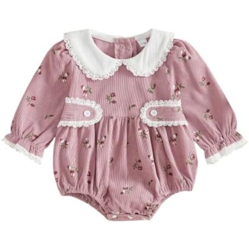 Kuriozud Newborn Baby Girl Clothes Lace Doll Collar Romper Fall Outfit